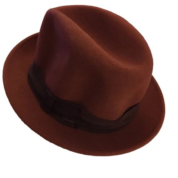 Bailey Tino Winters Elite Wool Felt Fedora Hat Burgundy Small - Picture 1 of 7